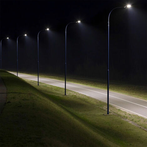 2er Set 50 W LED Straßen Leuchten Tageslicht Mast Lampen Außen Fluter Laternen 