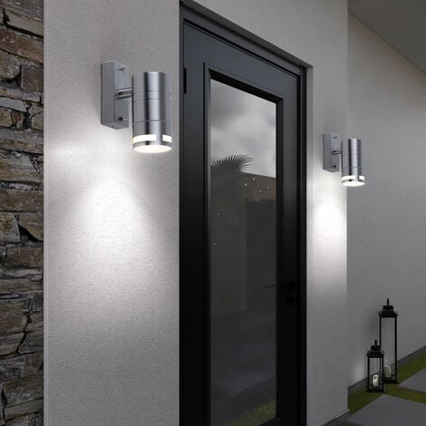 Haus Set Lampen Fassaden Außen Beleuchtung IP44 Edelstahl Strahler Tür Down Leuchten 3er Glas Wand