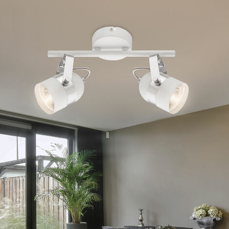 Etc-shop Deckenstrahler Set Mit RGB LED & Fernbedienung - Dimmbar, Farbwechsel, 2x GU10, Nickel Matt