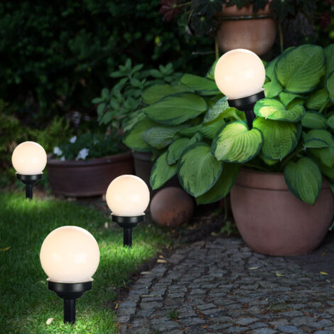 5er Set LED Außen Solar Lampen Kugel Design Erd Spieß Steck Leuchten