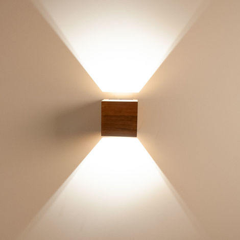 LED Holz Wand Leuchte DIMMBAR Schlaf Zimmer UP DOWN Strahler inkl Osram Lampe 