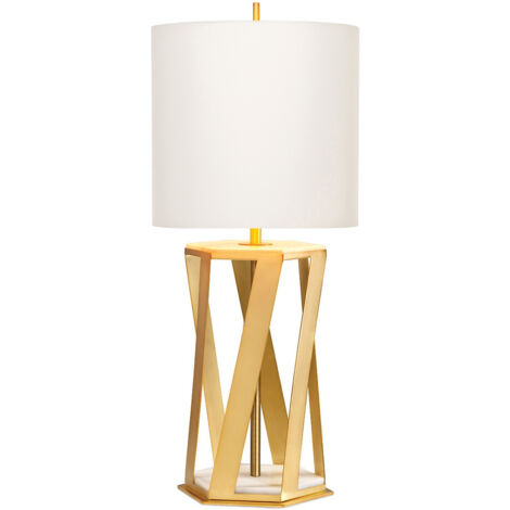 Tischleuchte Wohnzimmerlampe Flurlampe Schlafzimmerleuchte Messing Marmor H 87cm (1/5)