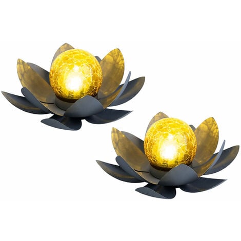 2er Set LED Solar Außen Lampen Lotus Blumen Garten Beleuchtung Seerosen  Design Leuchten 25 cm