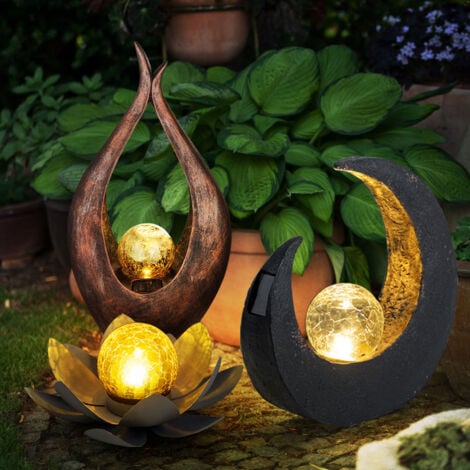 3x LED Solar Außen Lampen bronze Glas Kugel Garten Weg Boden Mond