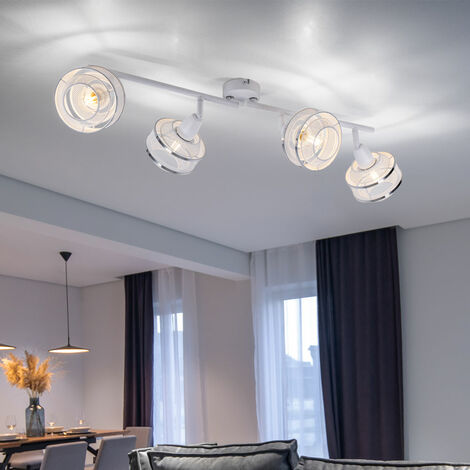 Deckenleuchte weiß Strahler 4 Metall, Fassungen, Deckenlampe schwenkbar, 68x12x21,5 E14 Lichteffekt, 4x LxBxH Wohnzimmer Spotleiste