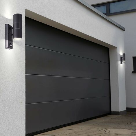 Außen Wand Leuchte ALU Park Leuchte Bewegungsmelder schwarz FERNBEDIENUNG  im Set inkl. RGB LED Leuchtmittel