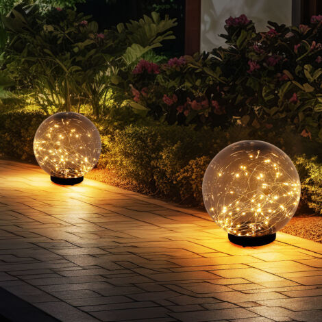 2er Set LED Solar Steck Leuchte Garten Deko Beleuchtung Lichterketten