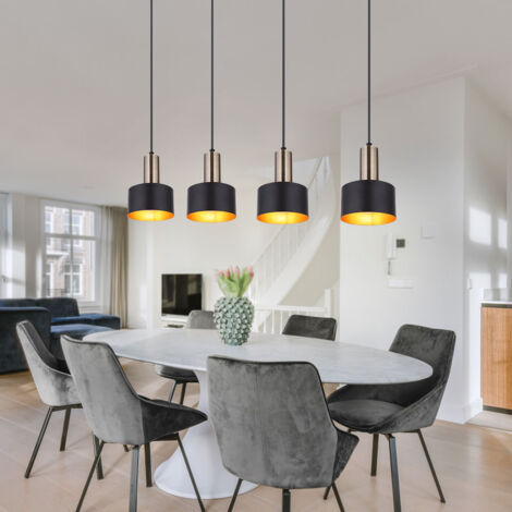 Pendelleuchte Champagner Gold Für Wohnzimmer & Esszimmer – Deckenlampe Metall, 125 Cm Höhe, E27 Fassung, Max. 60 Watt, IP20