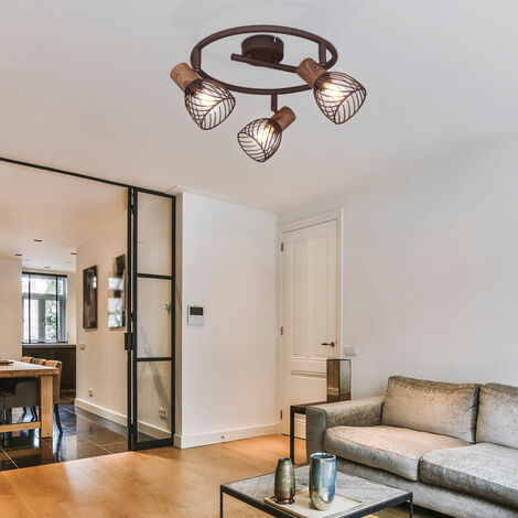 Landhaus Stil Decken Lampe 3x Spot Strahler beweglich Retro Vintage Leuchte Rost 