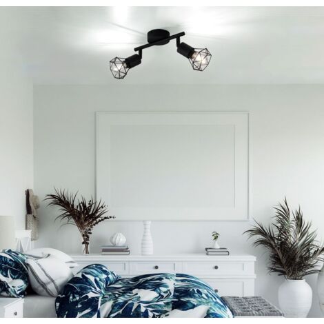 Steinhauer Wandleuchte Retro-Design: Verstellbarer Käfig-Spot Mit Holzoptik In Grau/Braun