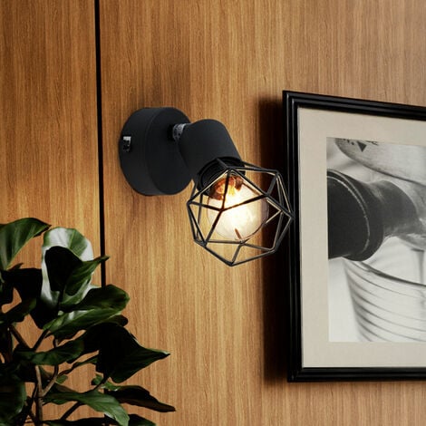 verstellbar Wohn Spot Zimmer inkl. Käfig Strahler Leuchtmittel Gitter LED Wand Leuchte schwarz Lampe Set im