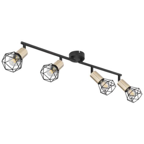 Deckenleuchte 4 flammig schwarz Spotleuchte schwenkbar Käfig Design L 60 cm (1/5)