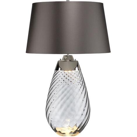 Elstead Lena 2 Leichte große Rauchtischlampe, rauchgetöntes Glas, Schieferschirm, E27 (1/4)