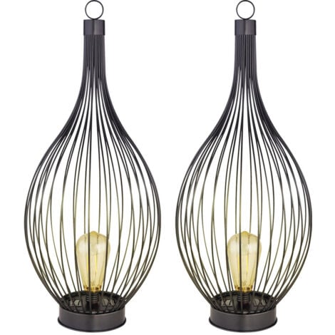2x LED Solar Außen Hänge  Lampe Terrassen Hof Käfig Design FILAMENT Steh Leuchte