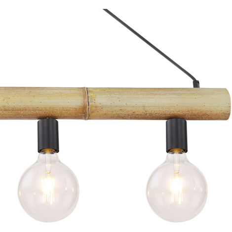 Decken Pendel Hnge Lampe Metall Leuchte Schwarz Bambus Ess Zimmer  Beleuchtung
