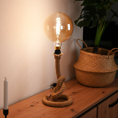 Vintage Lampe Zimmer Design Lese Beistell Tisch Nacht RETRO Beleuchtung Schreib Leuchte Ess Seil Wohn