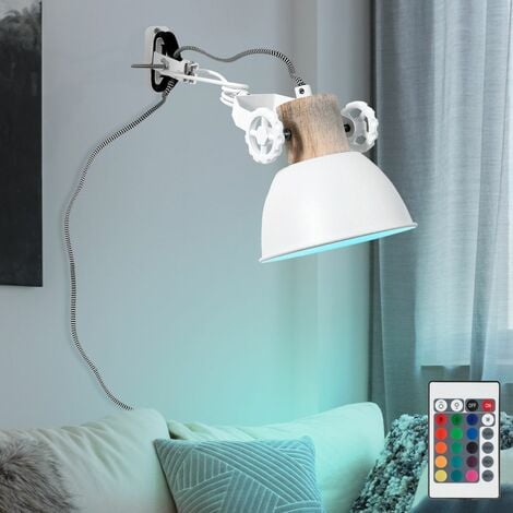 LED Wandlampe dimmbar mit Fernbedienung Holz Wandstrahler beweglich  Schlafzimmerleuchte Wandleuchte Industrial, RGB Farbwechsel, 8,5W 806lm