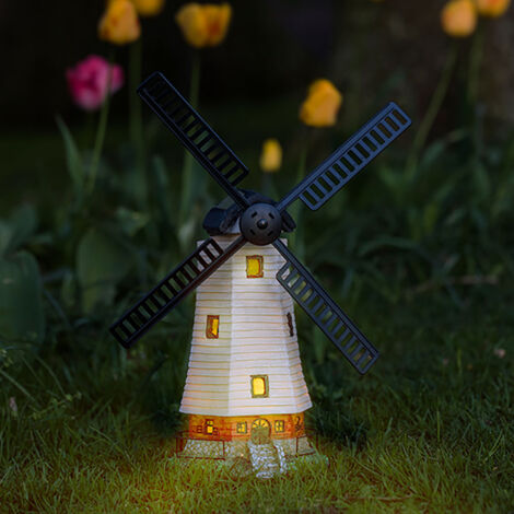 LED Solar Außen Leuchte Garten Dekoration Windmühle Blumen