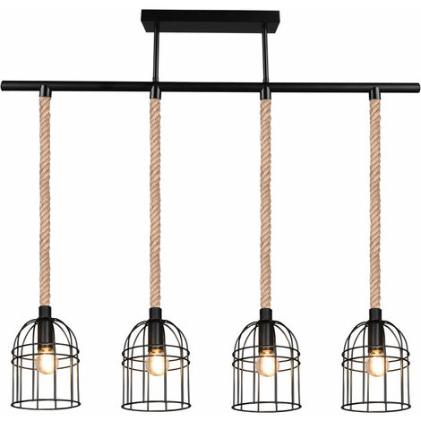 Deckenlampe Mit 4 Verstellbaren Spots – Schwarz, Retro-Käfig-Design, 60x8x19,5 Cm
