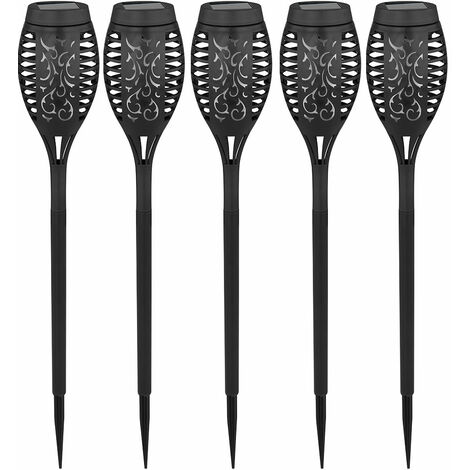 Solar Flammen Fackeln Gartenleuchte Solarlicht im Freien Solarfackeln für Außen Flamme Solarleuchten Fackel für Außen, Feuereffekt, 12x LED, DxH 7,5x51 cm, 5er Set