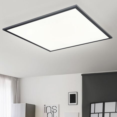 LED Panel flach Deckenlampe LED Wohnzimmerlampe Deckenleuchte, quadratisch  ALU schwarz matt weiß opal, 1x LED 30 Watt 2000 Lumen warmweiß, L 45 cm