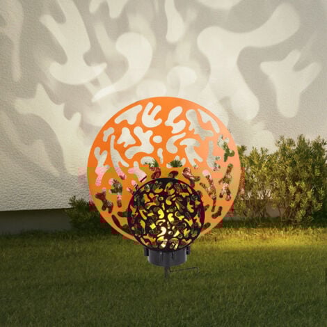 Solarleuchte gold Gartenleuchte Erdspieß Solar Stecklampe, Lichteffekt, Metall schwarz, LED warmweiß, LxBxH 30x10x41 cm
