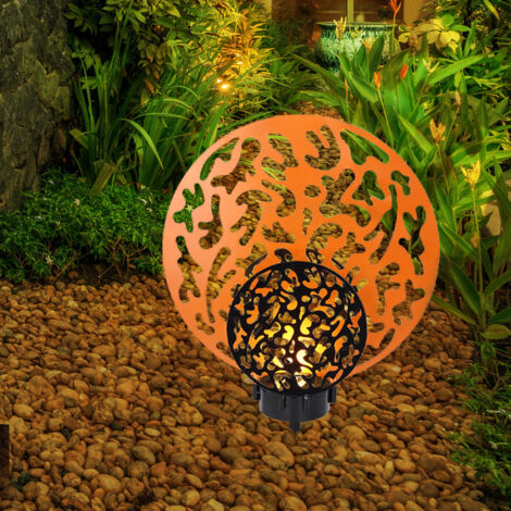 Solarleuchte gold Gartenleuchte Erdspieß Solar Stecklampe, Lichteffekt, Metall schwarz, LED warmweiß, LxBxH 30x10x41 cm