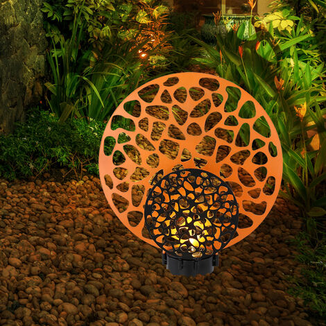 Solarlampe Gartenleuchte Solarleuchte Außenlampe Außenleuchte, Wetterfest IP44 Akku Erdspitz, Metall goldfarben schwarz, LED warmweiß, LxBxH 30x10x41cm