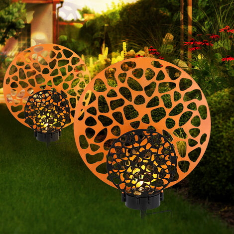 Solarlampe Gartenleuchte Solarleuchte Außenlampe Außenleuchte, Wetterfest IP44 Akku Erdspitz, Metall goldfarben schwarz, LED warmweiß, LxBxH 30x10x41cm