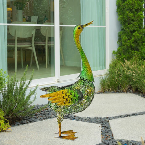 Solar Tiere Ente Gartenskulptur für Außen groß Gartendeko Figur, Metall