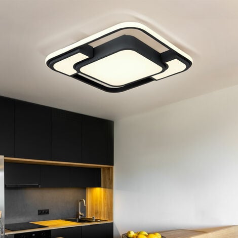 Deckenleuchte Deckenlampe Designleuchte Wohnzimmer Metall Leuchte, Kunststoff, weiß graphit  Acryl opal, 1x LED 30 Watt 1100 Lumen warmweiß, LxBxH 42x42x10 cm
