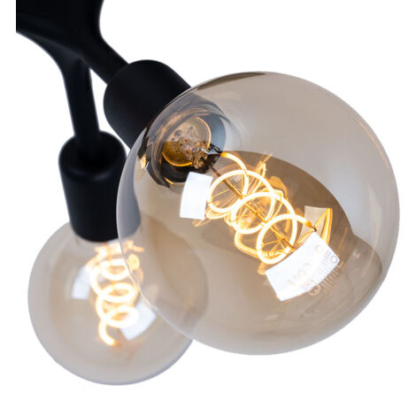 Spotleuchte Deckenleuchte Lampe Retroleuchte Wohnzimmerlampe Schlafzimmer, 3 flammig, Vintage Stahl schwarz, E27 Fassungen, DxH 34,5x21,5 cm