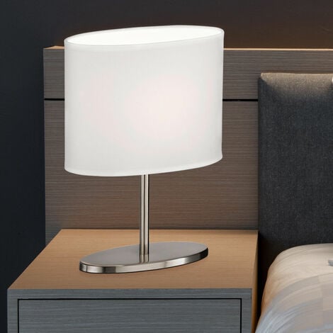 Tischlampe Schlafzimmer weiß Nachttischlampe Modern Tischleuchte dimmbar  mit Fernbedienung, Farbwechsel, Textil Stahl, RGB LED 4,8W 470lm warmweiß,  DxH 18x35 cm