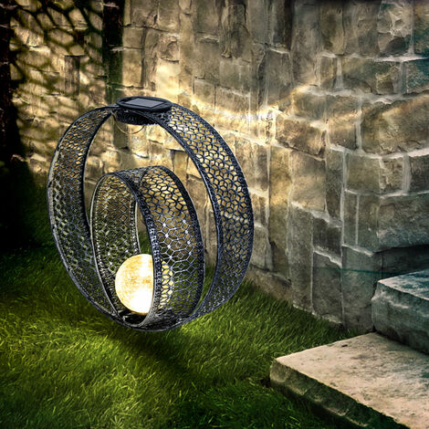 Metall Solarlampe für Kugel 1x Dekoleuchte Crackle Glas, Außen, Solar 0, LED Garten Erdspieß, orientalische Solarlampe