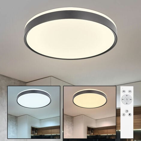 24W Fernbedienung CCT 1300lm 2700-6500K LED dimmbar mit Schlafzimmerlampe, 1x schwarz, Metall Deckenleuchte Nachtlicht, Deckenlampe