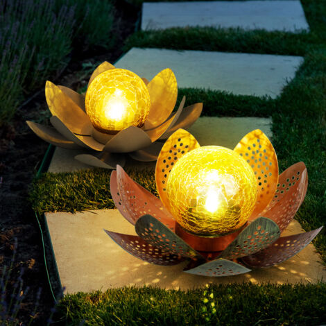 Lotusblume Deko Solar Lotusblüte für Außen Garten Deko Leuchten Asia