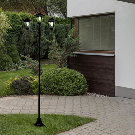 Gartenlaterne groß für draußen Kandelaber 3 flammig Außen Solar Außenlaterne stehend Outdoor, schwarz LED warmweiß H 194 cm