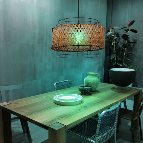 Bambus Lampe hängend Hängelampe Esstisch Deckenlampe Boho Style