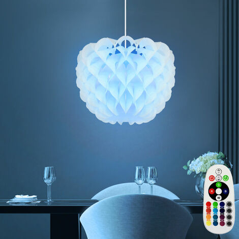 Hängeleuchte weiß dimmbar mit 806lm mit Küchenlampe Hängelampe LED hängend RGB Schlafzimmer, Dekorbögen, 9W Fernbedienung Farbwechsel