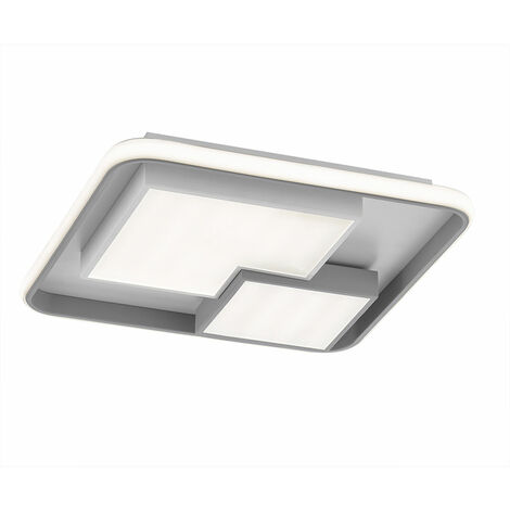 Metall LxBxH dimmbar weiß LED Schalter über warmweiß, Deckenlampe 40,5W Wohnzimmer, Deckenleuchte Kunststoff, grau 2600lm