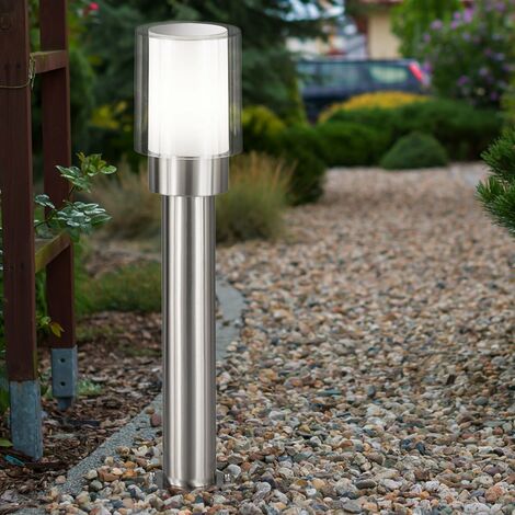 Gartenlampen Aussen silber Aussenlampe Stehleuchte Wegeleuchten Außen  Modern, Edelstahl Metall weiß klar, IP54, 1x E27, DxH