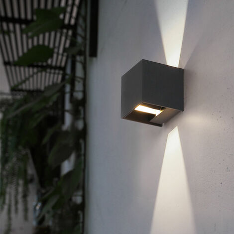 BxH anthrazit Gartenleuchte Außenwandleuchte LED cm Haustürlampe 290lm 10x10 Aluminium, 3W Fassadenleuchte warmweiß, verstellbar, Lichtkegel