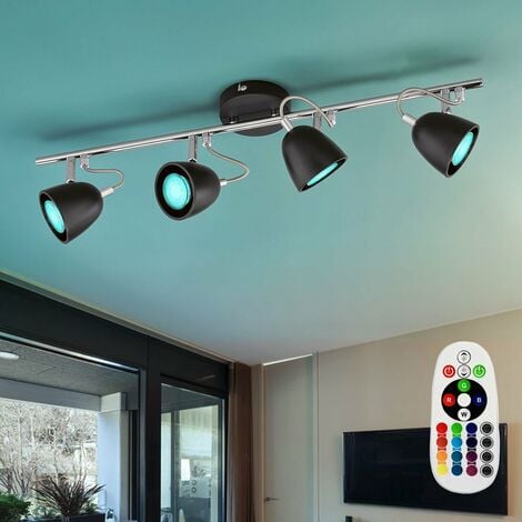 Deckenstrahler schwenkbar LED Deckenleuchte Spots 4x LED Fernbedienung RGB schwarz 4-flammig, 3, Deckenlampe GU10 dimmbar