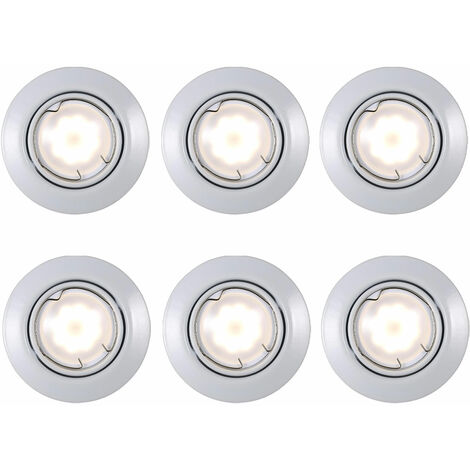 Einbaustrahler Deckenspot Deckenleuchte Lampe Einbauleuchte, Wohnzimmer Metall weiß, 1x LED 3W 200Lm 2700K, DxH 9x8,7 cm, 6er Set