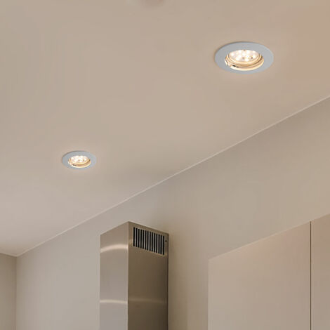 Einbaustrahler Deckenspot Deckenleuchte Lampe Einbauleuchte, Wohnzimmer Metall weiß, 1x LED 3W 200Lm 2700K, DxH 9x8,7 cm, 6er Set