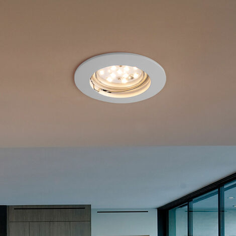 Einbaustrahler Deckenspot Deckenleuchte Lampe Einbauleuchte, Wohnzimmer Metall weiß, 1x LED 3W 200Lm 2700K, DxH 9x8,7 cm, 6er Set