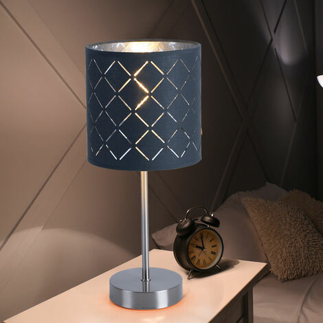 Tischlampe Mit Stoffschirm – Vintage Nachttischleuchte E27 40W, Höhe 42 Cm