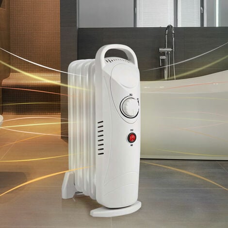 Mobiler Ölradiator Heizung Elektroheizung, Thermostat 1 Hitzestufe,  geräuscharm, tragbar mit Handgriff, 500 Watt, BxHxT 23x38,5x13