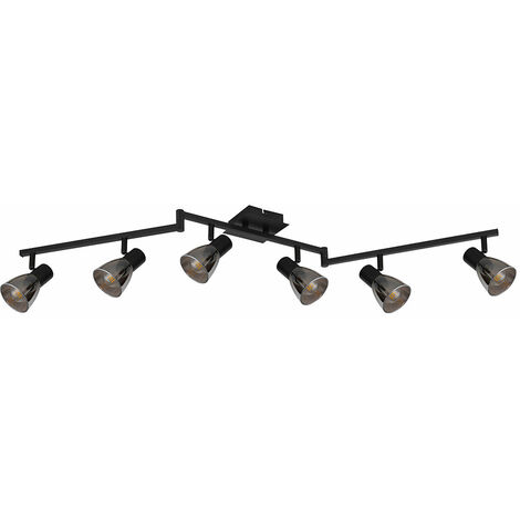 Luminaire Plafond Spot Orientable 6 Flammes ETC-Shop - Noir Et Vieux Laiton 116cm