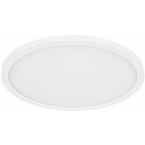 Deckenlampe dimmbar Küchenleuchte LED Deckenleuchte Badezimmerleuchte, Backlight, IP44, weiß , rund, 1x LED 18W 1600lm 3000K warmweiß, DxH 29,x 42,5 cm